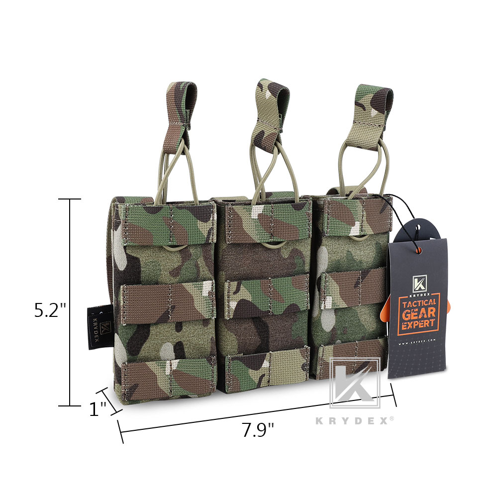Krydex Triple 5.56 .223 Open Top Mag Pouches Tactical Magazine Holsters MOLLE